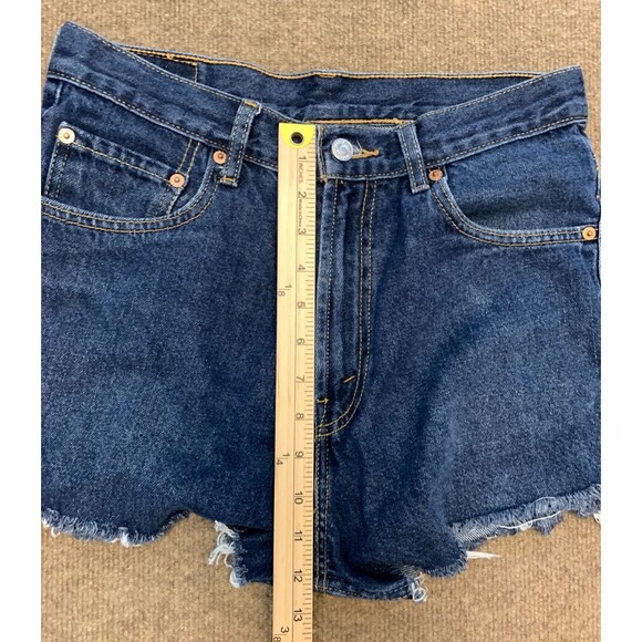 Levis 569 Shorts Womens 18 High Rise Relaxed Cut-Off Beach Pool Y2K Dark Denim - Picture 5 of 9